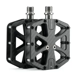 ROCKBROS Carbon Fiber Bike Pedals Lightweight 3-Bearing Non-Slip 9/16" Wide Flat