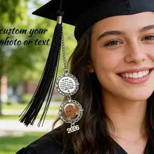 Custom Graduation Tassel Charm, Photo Memorial Grad Cap Pendant Perfect Gifts