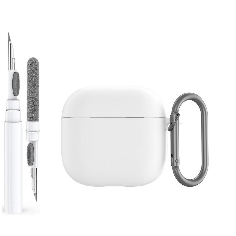 for AirPods 4th Generation Case Cover 2024, Military Grade Soft Silicone Shock-Absorbing for AirPods 4 Case with Carabiner&Cleaner kit