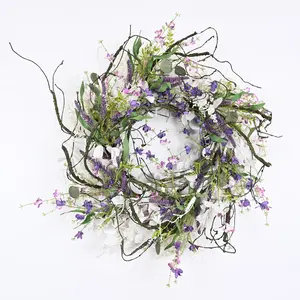 Elegant Wildflower & Lavender Wreath – 24-26 Inch Rustic Floral Door Decor