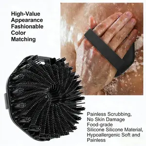 Multi-Color Non-Slip Silicone Bath Brush, Palm-Fitting Strap, Deep Cleaning, Exfoliating Shower Scrubber, Shower Back Scrubber, Body Scrubber, Essential Bath Tool, Bathroom Accessory for Men and Women
