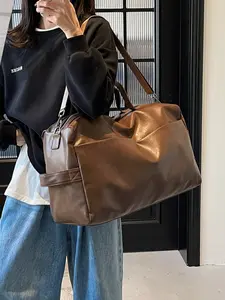 2026 New High-End Soft Leather Large Capacity Travel Bag, Travel Essentials Bag, Fashion Handheld Short Trip Luggage, Sports Gym Commute Crossbody Bag, Unisex