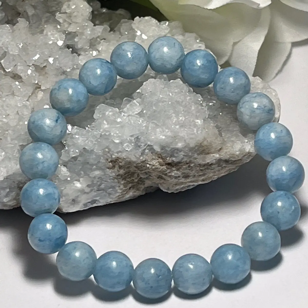 Celestite Crystal Healing Bracelet 8mm Grade 5A. Handmade when ordered.