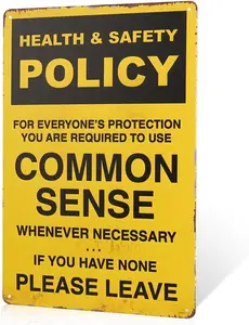 Health & Safety Policy Metal Sign Poster for Home, Office, Bathroom, Kitchen, Bedroom, Living Room, Dining Room, Nursery, Baby Shower, Wedding, Birthday Gift