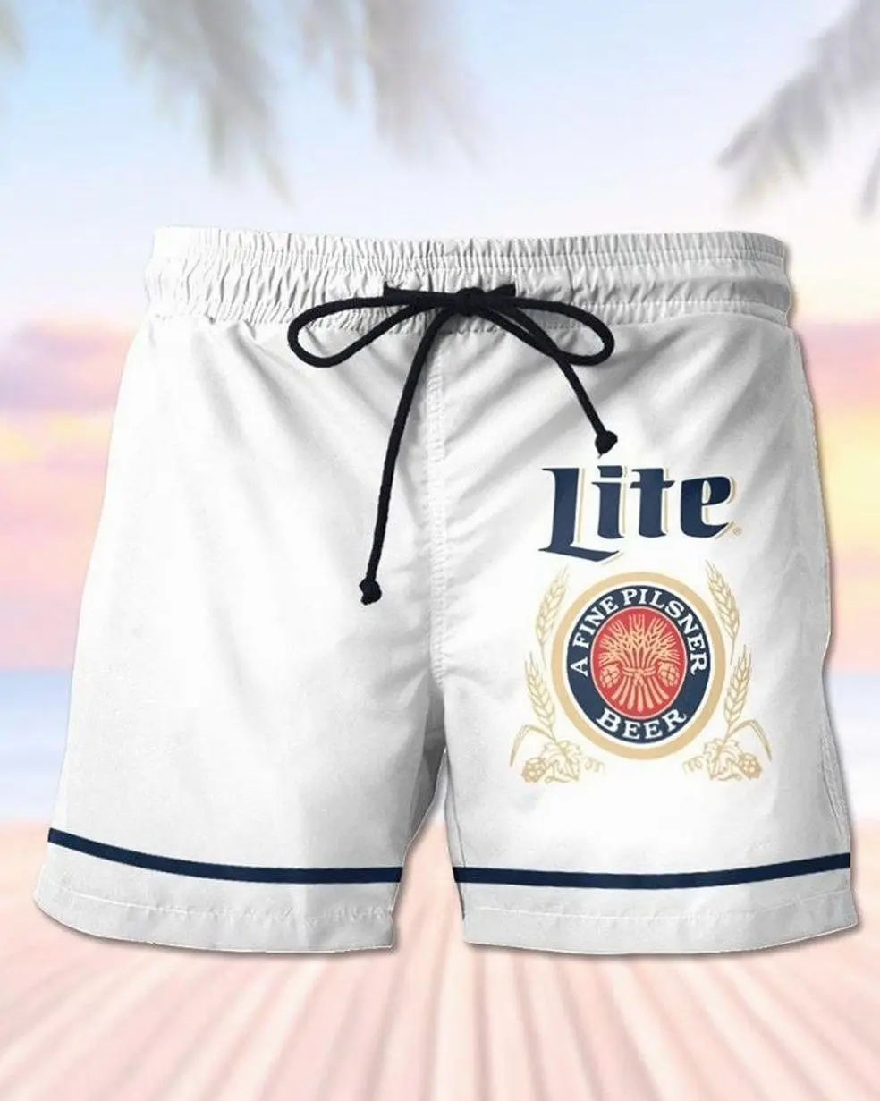 Miller Lite Men's Casual Drinking Print Beach Shorts-032508 UDM IZW