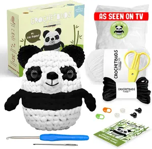 Panda Crochet Kit | For Beginners, Couples, Date Night, Kids, Adults, Anime, & Animal Lovers | DIY Gift Kit | Instructions, Yarn, Hook, Pattern, Video & Written Tutorial | Arts & Crafts For Adults