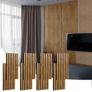 Starfavor 8 Pcs Soundproof Wood Panels for Wall and Ceiling 23.62"x11.22” Wood Wall Panels 3D Noise Sound Dampening Panels Wall Decoration - Zebrawood