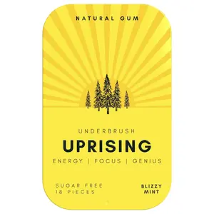 Uprising Energy Gum - Natural Focus & Genius - Sugar Free - Blizzy Mint - 18 Pieces - Clean Energy Boost