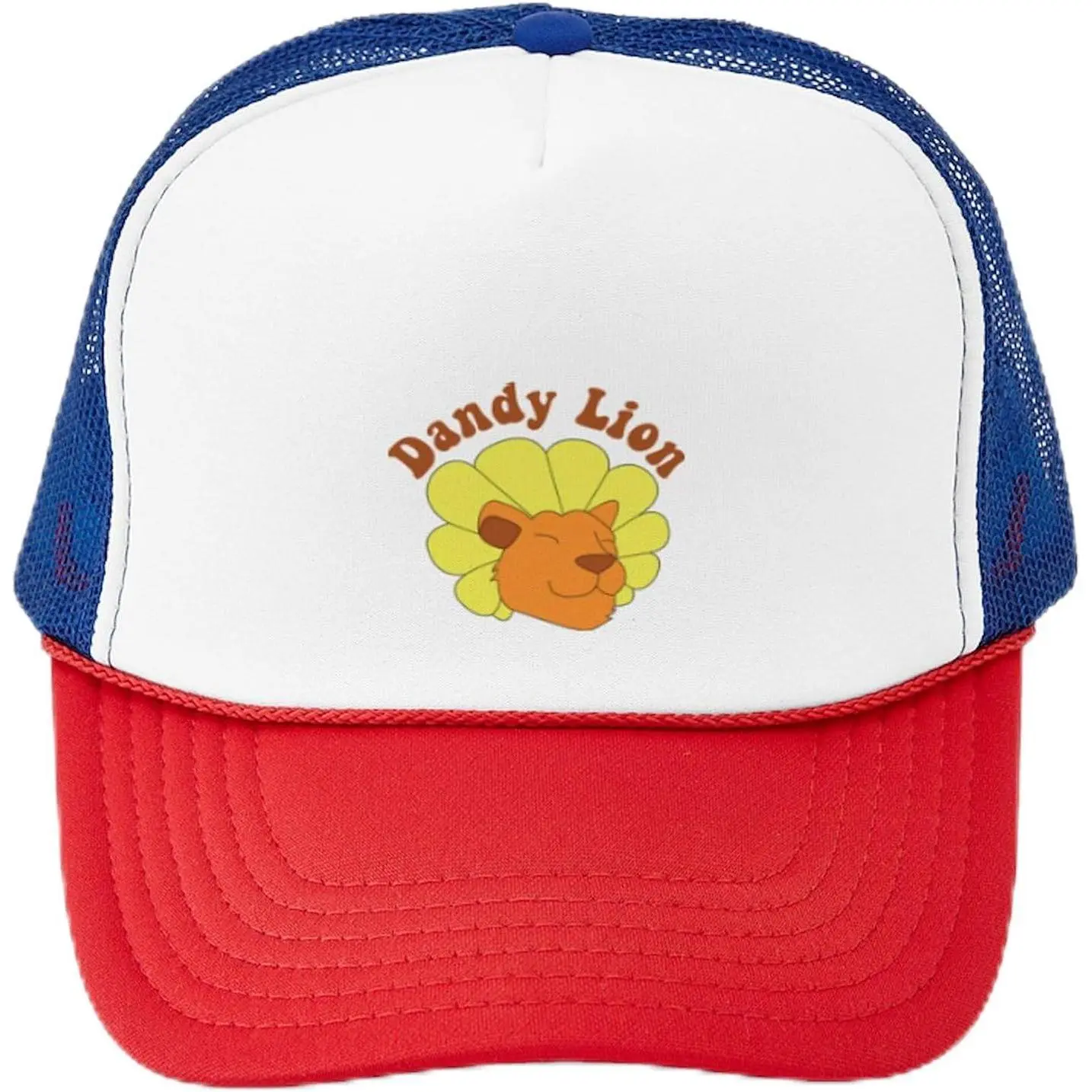 Dandy Lion Graphic Trucker Hat, Adjustable Polyester Foam Snapback with 17" to 24" Size Range for Outdoor Sports & Events, Birthday, Casual, Everyday, All Seasons, Unisex, Firm Shape, Vivid Print, Damp Wipe Only, Baseball Cap, Group Expression