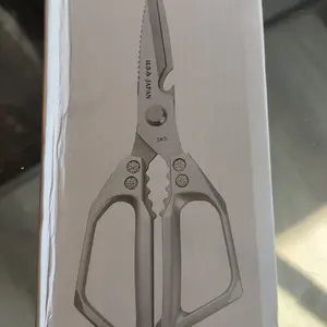 Kitchen Scissors All Purpose - Stainless Steel Kitchen Shears, Sharp Silver Meat Scissors, Dishwasher Safe, Heavy Duty Poultry Shears, Japanese Cooking Scissors for Food, Chicken Bones, and Turkey – Perfect Father's Day  Gift!