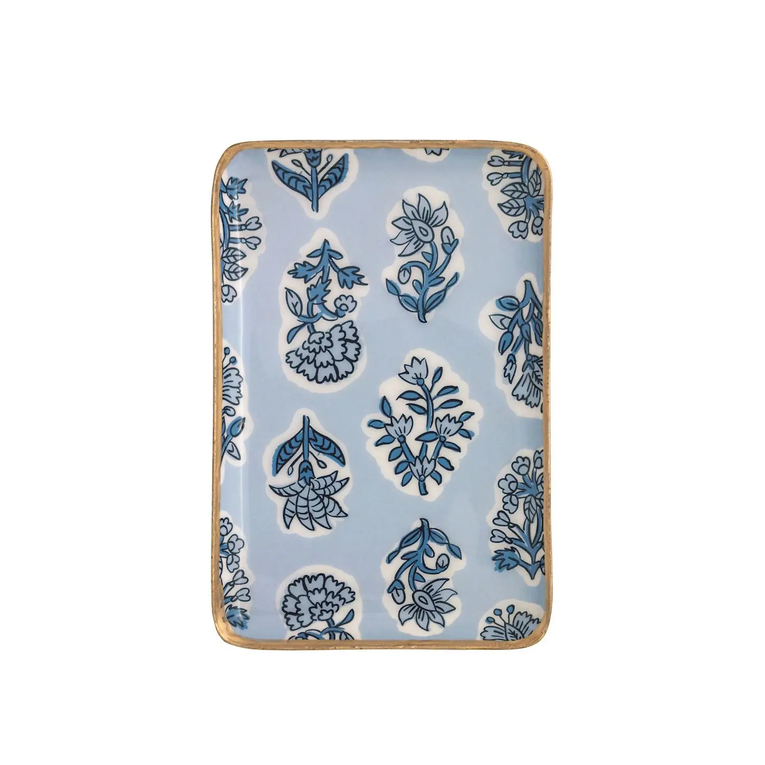 Block Print Blue Trinket Plate Tray, Kitchenware & Tableware Accessory for Small Item Storage, Plates