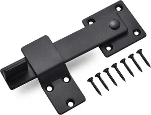 6" Barn Door Flip Latch Sliding Door Latch Gate Latch for Fence, Shed Door, Farm Gate, Solid Metal Heavy Duty Iron Hardware, Add More Security and Privacy, Matte Black Jiahoo Hardware