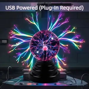 Magic Plasma Ball Night Light, USB Lamp, Magic Led Lighting, Safe Fun Finger Interaction, Tech Fantasy Blend, Perfect Desktop Accessory, Ideal Gift