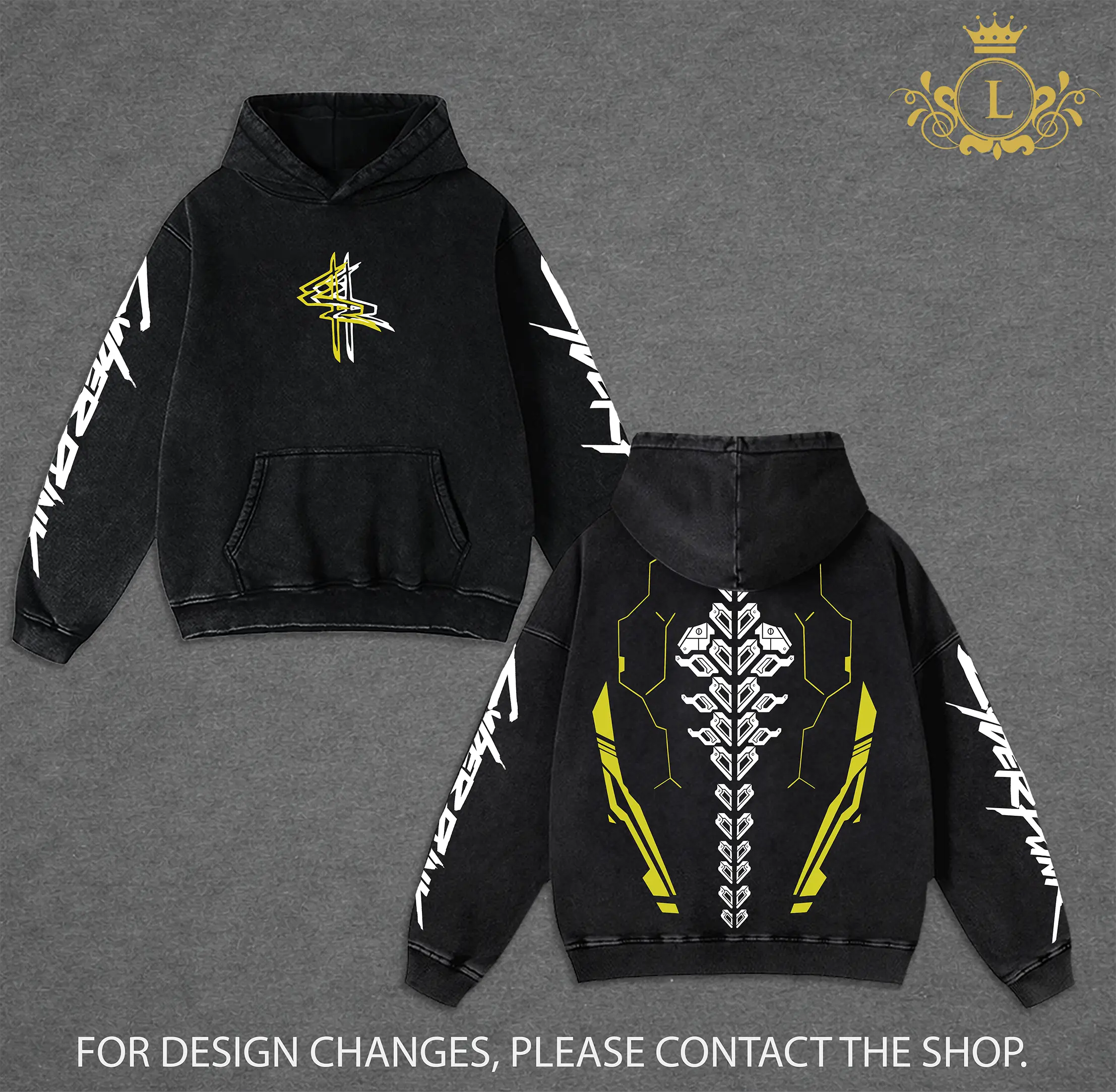 Cyberpunk 2077 Anime Double Printed Vintage Washed Hoodie Unisex Oversize Anime Manga Washed Heavyweight Cotton Hoodie, Gift For Anime Fan, Anime Lover