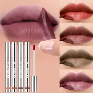 4 Color Semi-Permanent Lip Liner Set, Waterproof Long-Lasting Matte Finish, Perfect for Weddings Parties Holidays, Creamy Smooth Application, Daily Cosmetic Use