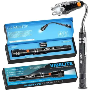 Extendable Magnetic Flashlight with Telescoping Magnet Pickup Tool-Cool Gadget Christmas Gifts Stocking Stuffers for Men, Teen Boys, Husband, Dad, Father, Mechanic, Him, Women, Black