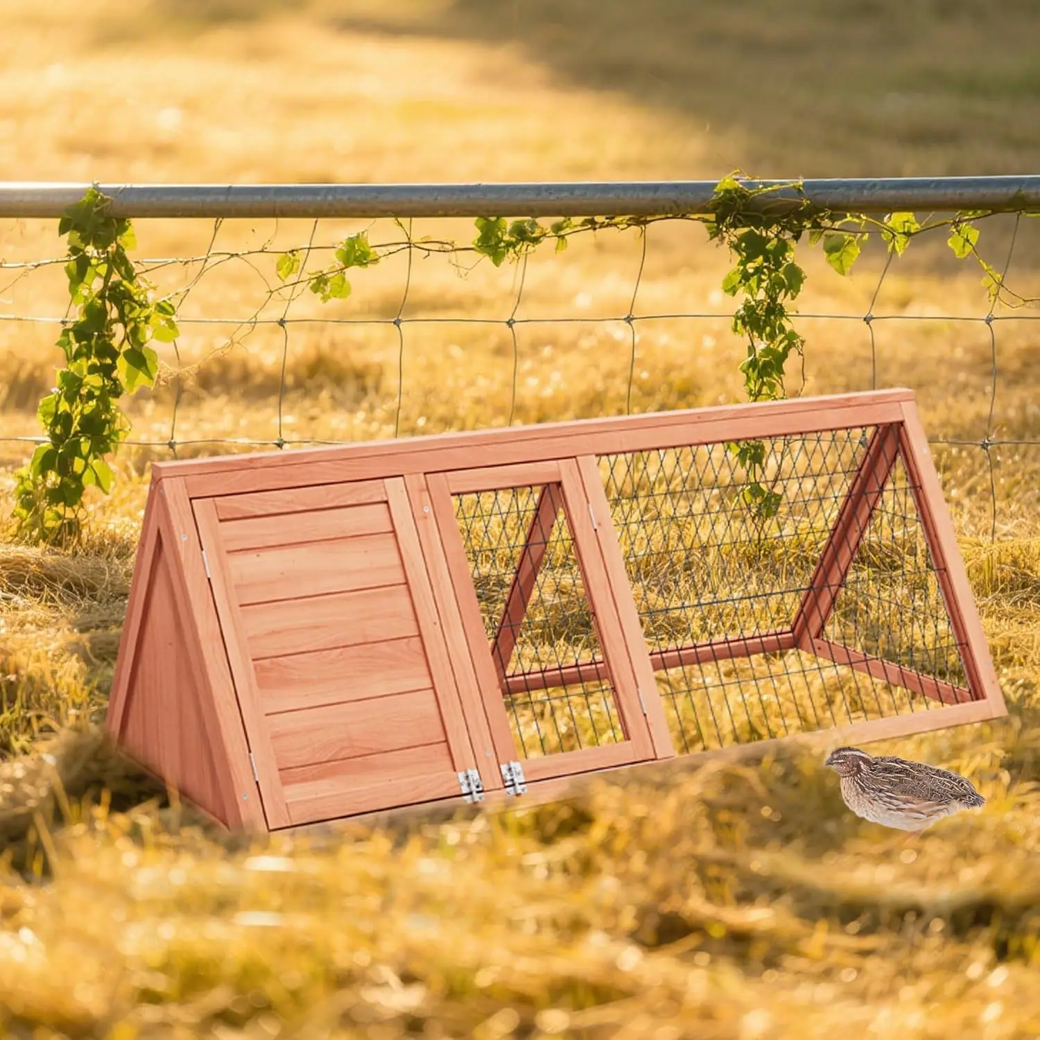 A-Frame Quail Coop, Wooden Quail Cage Indoor Outdoor, Triangle Rabbit ...