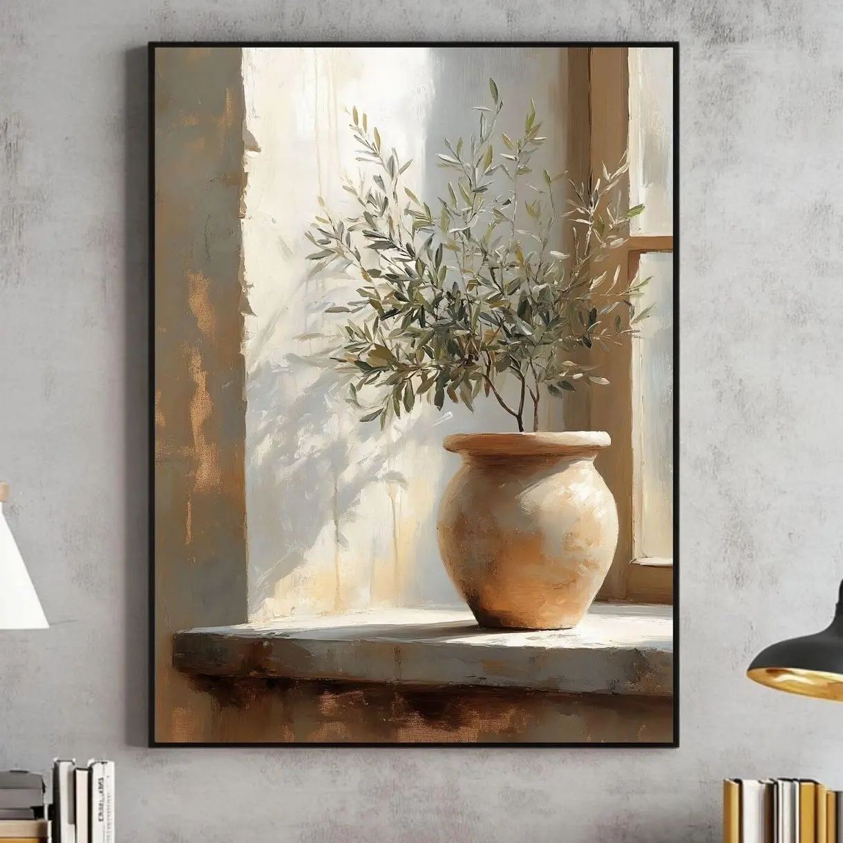 Olive Tree Still Life Painting Wall Art, Vintage Botanical File, Modern Organic Mediterranean, Vertical Print Frameless Poster C Aesthetic Wall Decor Decoration