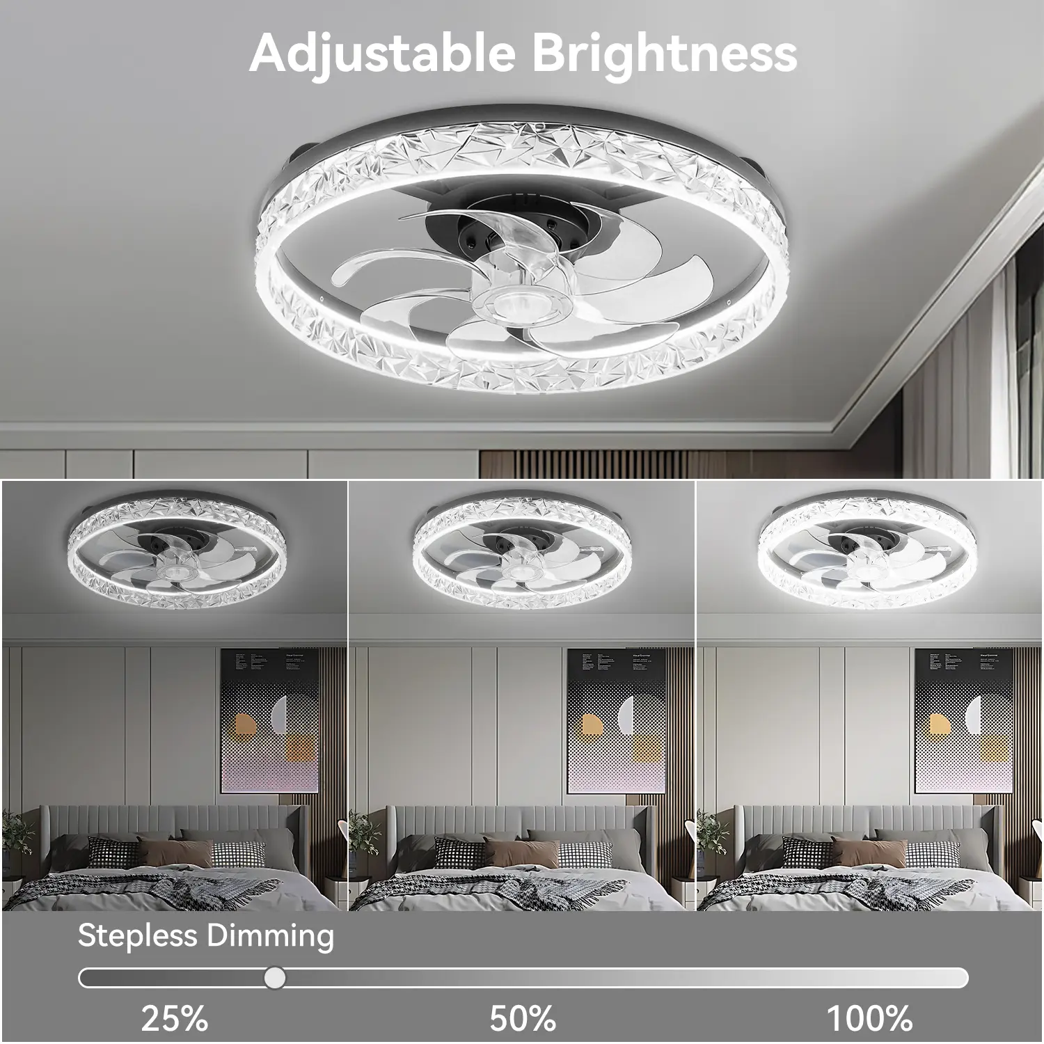 GALENTAL Cristais Multifunctional Ceiling Fan with Light, Remote Control/APP, 6 Wind Speeds, Timing Function, Reversible DC Motor, Adjustable Brightness & 3 Color Temperatures, Low Noise for Living Room, Bedroom, Study, Summervibes GALENTAL Cristais Multifunctional Ceiling Fan with Light, Remote Control/APP, 6 Wind Speeds, Timing Function, Reversible DC Motor, Adjustable Brightness & 3 Color Temperatures, Low Noise for Living Room, Bedroom, Study, Summervibes