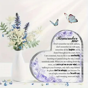 Heart-Shaped Acrylic Memorial Plaque - 3.9 x 3.9 x 0.5 Inches, Elegant Commemorative Gift for Lost Loved Ones, High-Quality Material, Thoughtful Message, Perfect for Tables & Shelves