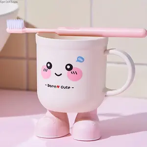 Cute Cartoon Pattern Mouthwash Cup, Multifunctional Bathroom Toothbrush Holder, Lightweight Brushing Teeth Mug, Stylish Couple Cup Set, Portable Daily Bathroom Accessory, Ideal for Home Use, Student Dormitory, Travel Camping and Daily Oral Care Storage