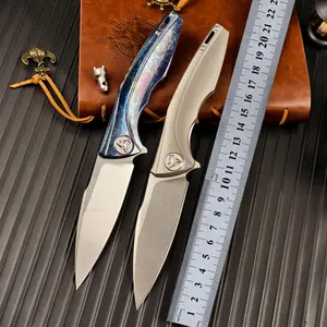 Tactical M390 Steel Folding Knife Outdoor Camping TC4 Titanium Alloy Handle High Hardness EDC Survival Tool for Hunting Fishing Bushcraft Multipurpose Pocket Knife