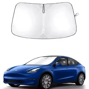 HOMEYA Car Windshield Sun Shade for Tesla Model 3/ Y/S/X, Blocks UV Rays Sun Visor Protector, Folding Front Window Sunshade Visor for Tesla Model 3/ Y/S/X 2016-2024 Accessories
