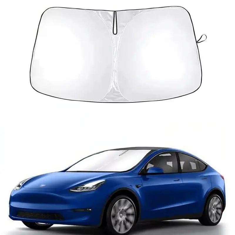 HOMEYA Car Windshield Sun Shade for Tesla Model 3/ Y/S/X, Blocks UV Rays Sun Visor Protector, Folding Front Window Sunshade Visor for Tesla Model 3/ Y/S/X 2016-2024 Accessories