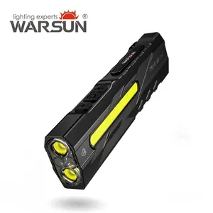 Warsun T9 EDC Flashlight 1500 Lumens Multi-Light LED with Laser Red UV USB-C Rechargeable Magnetic Tail Clip Side Flood Light Battery Indicator
