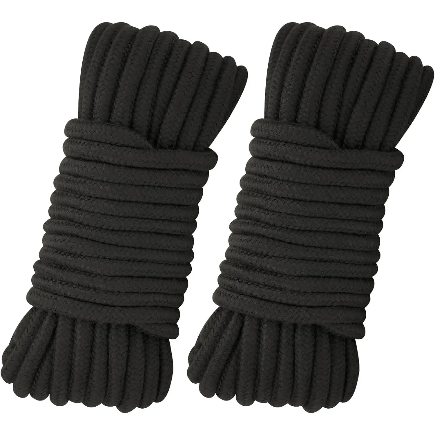 2 count Soft Cotton Rope, 66Ft x 8MM Thick String, Black Cotton Cord for Hanging Clothes, Binding Luggage and Home Decoration