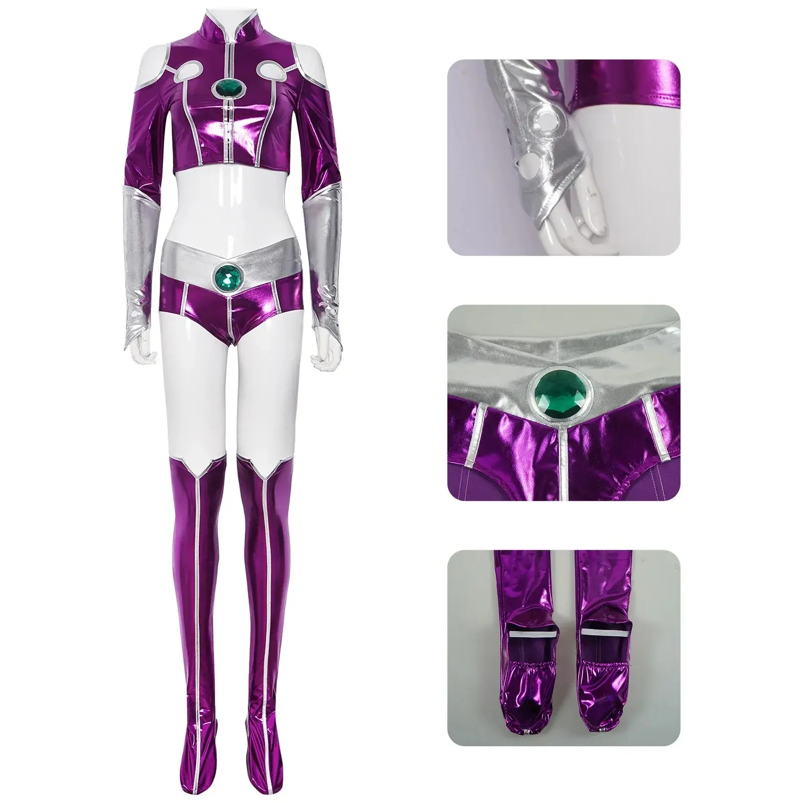 Anime Movies Teen Titan Starfire Sexy Spandex Zentai Suit Purple Women Halloween Cosplay Costume Sexy Purple Bodysuit For Woman