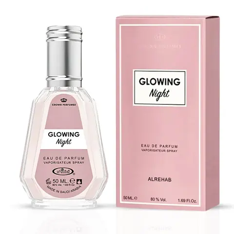 Glowing Night Eau De Parfum Spray 50ML (1.7 OZ) By Al Rehab | A Tropical Bloom Wrapped In Creamy Vanilla & Coconut, Perfect For Those Who Desire A Sweet & Exotic Floral Escape.
