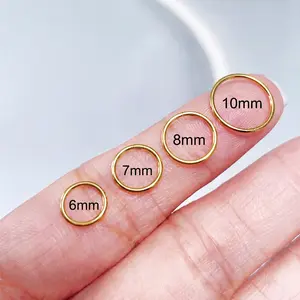 4PCS Neeyer 14K Gold Nose Rings Hoops, Seamless Hinged Clicker Segment Septum for Tragus Helix Conch Daith, Hypoallergenic, 20G, 6/7/8/10mm