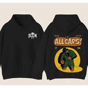 All Caps Hoodie, Retro CrewNeck ,For Women For Men, Cotton Fabric