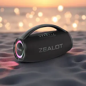 ZEALOTs S97 Portable 80W Bluetooth Speaker – Powerful HiFi stereo sound with deep bass, built-in 16000mAh large battery for long-lasting playtime, IPX6 waterproof design, colorful RGB LED lights, and TWS wireless pairing for immersive stereo experience.