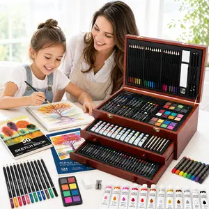 TMOL 175 Piece Deluxe Art Set Drawing Painting Kit, Acrylic Paints, Crayons, Colored Pencils, Painting Materials, Professional Art Kit in Wooden Case, Art Supplies for Adults, Teens, Kids, Gifts for Birthdays, Art Maker, mothersdaygift, #Summervibes