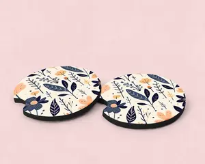 Floral Pattern Cute Car Coasters, Set of 2, Neoprene Material