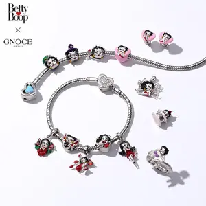GNOCE & Betty Boop Collabration Pendant Charm Compitable to Bracelets of Major Brands, Dangle Charms for Women Wife, Holiday Jewelry Gift for Her
