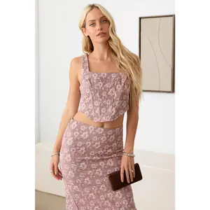 Floral Embroidered Corset Set