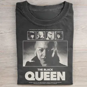 Vintage The Black Queen Graphic Tee - Rhaenyra Targaryen Shirt - House of the Dragon Movie Shirt - House Targaryen Merch - Iconic TV Show Streetwear Top Womenswear