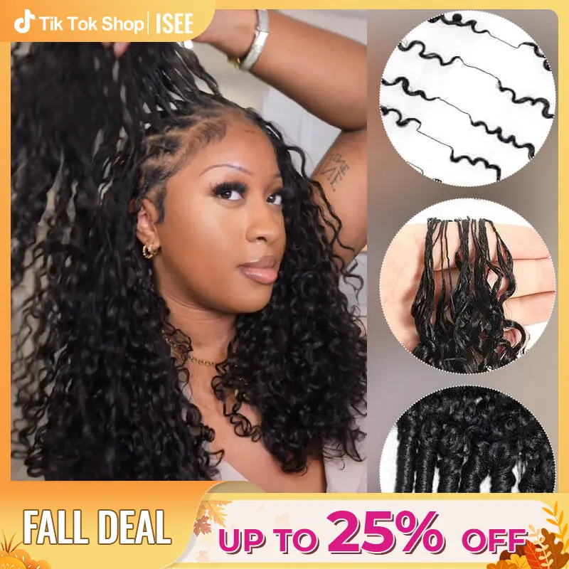 【Hot】ISEE HAIR Human Hair Crochet Hair Extensions - Burmese Curly & Kinky Curly Miracle Knots Pre-Separated 32-38 Strands Per Pack Knotless Crochet Hair Protective Style Boho Braids Easy DIY Install Lightweight Reusable Hair #TikTokShopFallDealsForYou