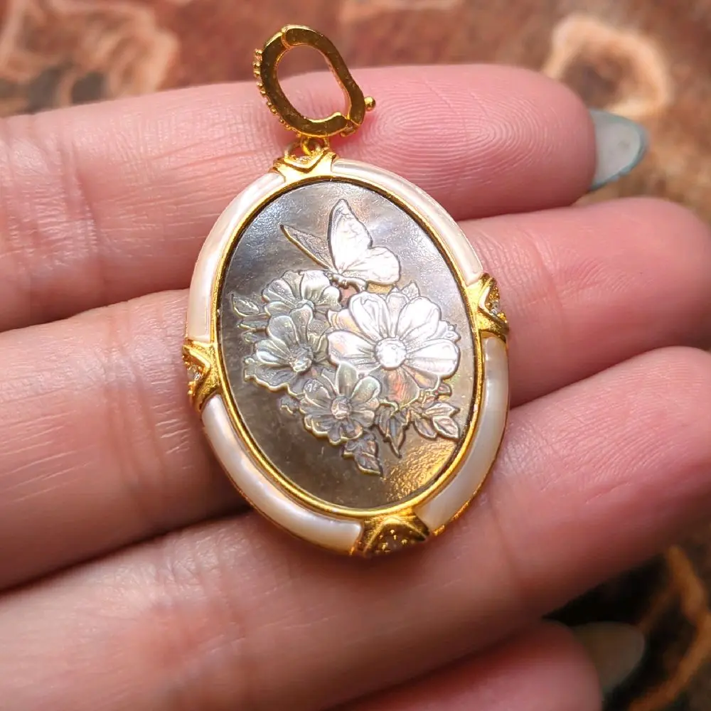 Butterfly Flowers on Golden Inlay