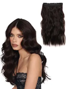 Invisible Silk Hair Extension 20 Inches, Medium Length Wavy Synthetic Wig, Adjustable, Easy to Wear, Daily and Party Use