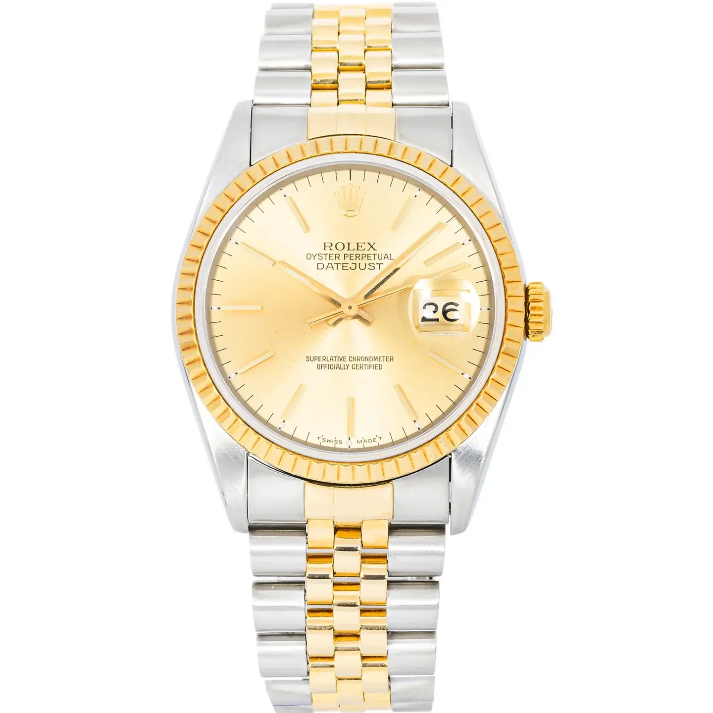 Rolex Datejust 36mm 16013 Two-Tone Champagne Index Dial Jubilee Bracelet