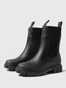 Women's Solid Color Waterproof Rain Boots, Women Shoes, 2024 New Style Fashionable Round Toe Boots for Outdoor Wear, Non-slip Rain Boots for Women & Girls