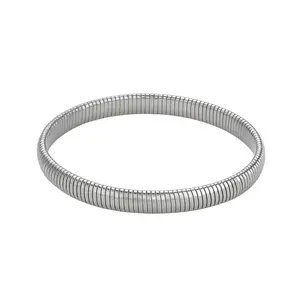 Ribbed Stretch Bracelet - Stainless Steel