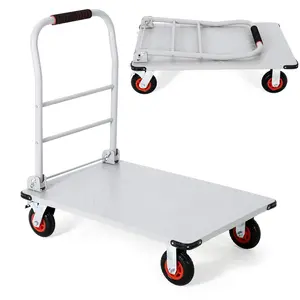 COZONY Platform Truck Cart, 36x24" Steel Flatbed Dolly with Foldable Handle & Brake Wheels, 1800Lbs Capacity