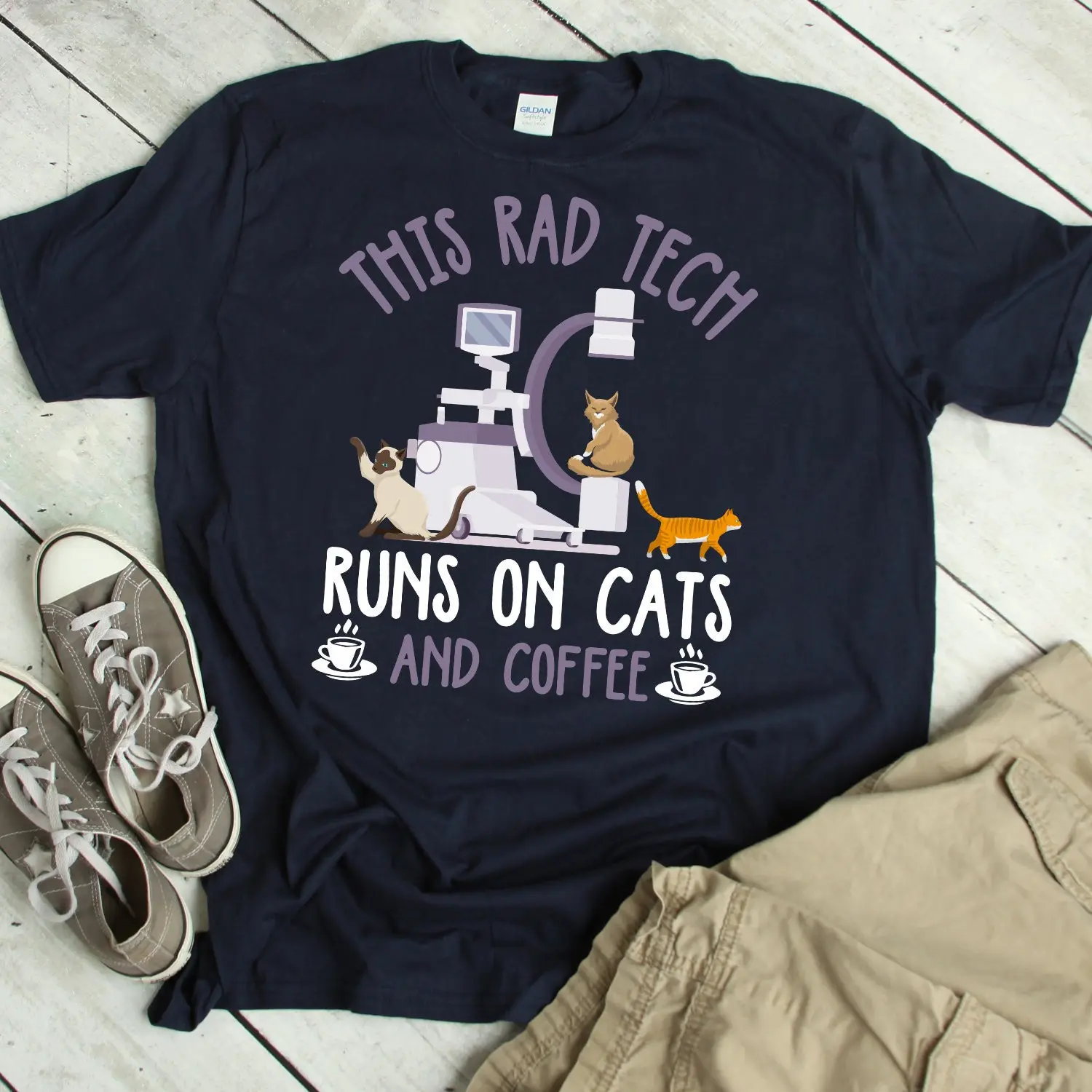 Rad Technician Shirt Funny Cat Lover Coffee Radiology Technician Gift T-shirt Radiographer X-ray Tech T-shirt Rad Technologist Outfit R896Radio