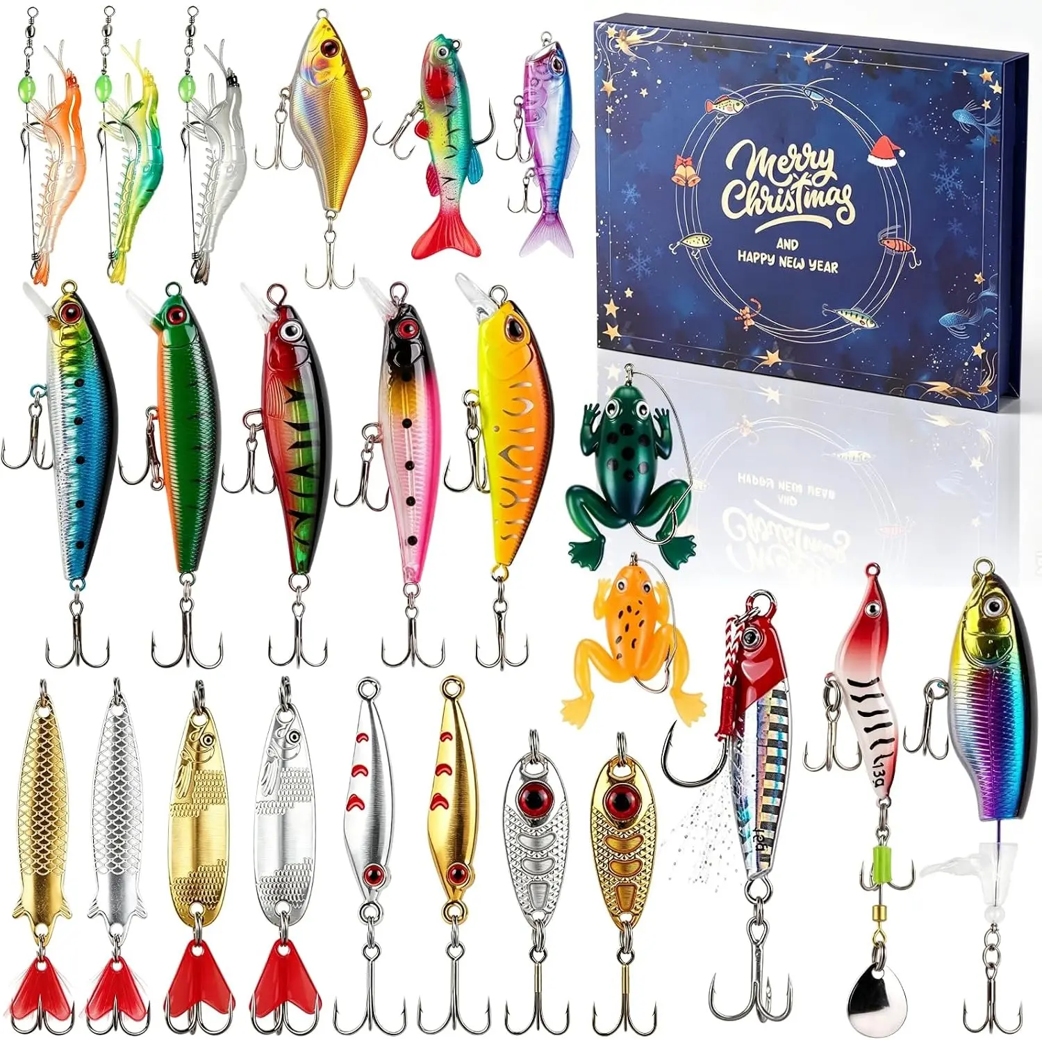 Fishing Advent Calendar 2026 Fishing Lure Advent Calendar 24 Days Christmas Countdown Xmas Gifts for Adult Men Teens