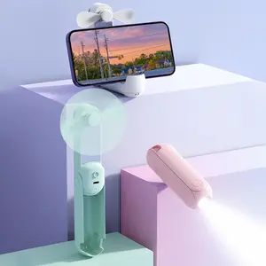 LMMAKE 5 IN 1 Portable Handheld Fan - Multifunctional USB Rechargeable Foldable Cooling Fan with Power Bank, Flashlight & Makeup Mirror. Features 3 Adjustable Speed Levels.Perfect for Travel, Outdoor, Office & Home Use